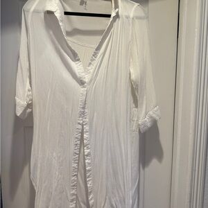 White Button-Up Shirt bathing suit coverup